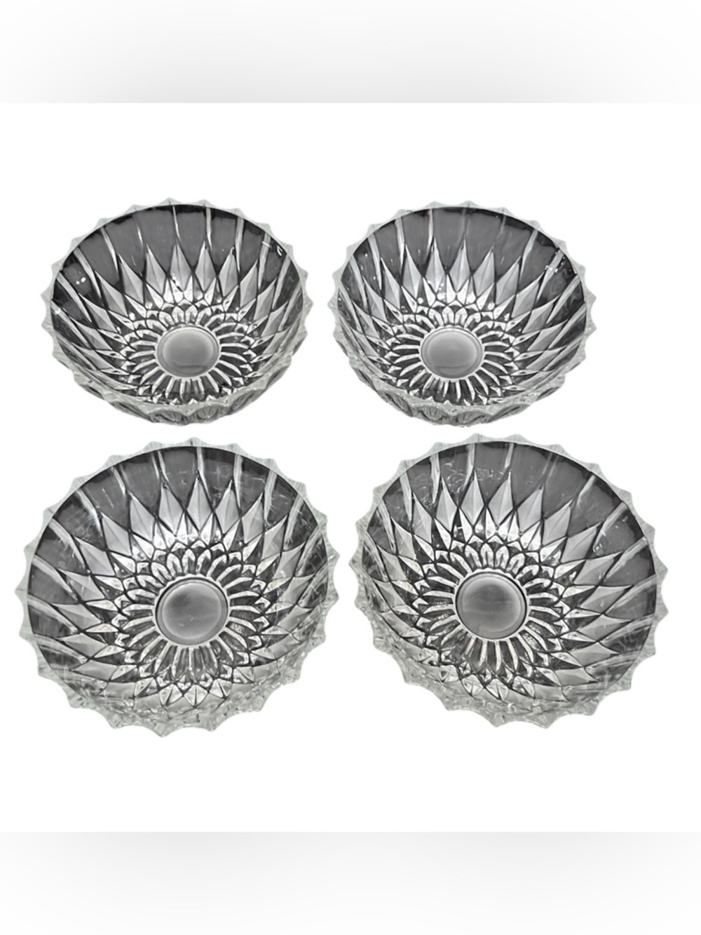 Set of 4 European Classics Crystal Diamond Pattern Bowls